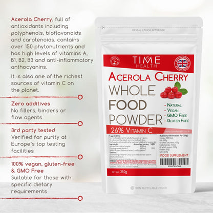 Acerola Cherry Spray Dried Juice Powder Natural Vitamin C content 26% - 250g 500g
