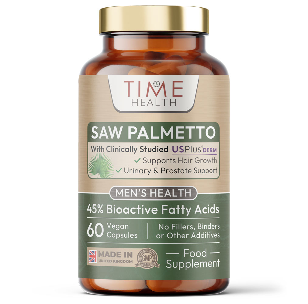 Saw Palmetto – 45% Fatty Acids – Premium Brand USPlus Derm ® – Hair Loss Support – 60 Capsules