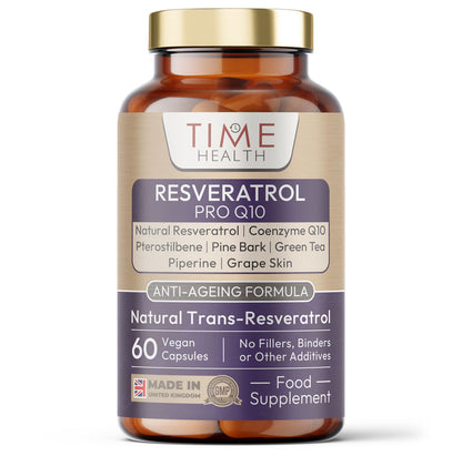 Resveratrol Pro Q10 - Trans-Resveratrol, Coenzyme Q10, Pterostilbene, Pine Bark, Green Tea, Grape Skin, Piperine