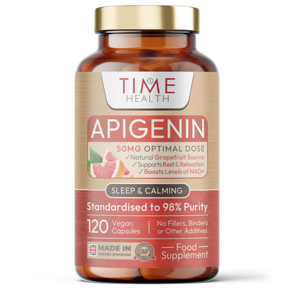Apigenin - 50mg Optimal Dose - Naturally Derived from Grapefruit - 98%+ Purity - Sleep & Relaxation - NAD+ Booster - 120 Capsules