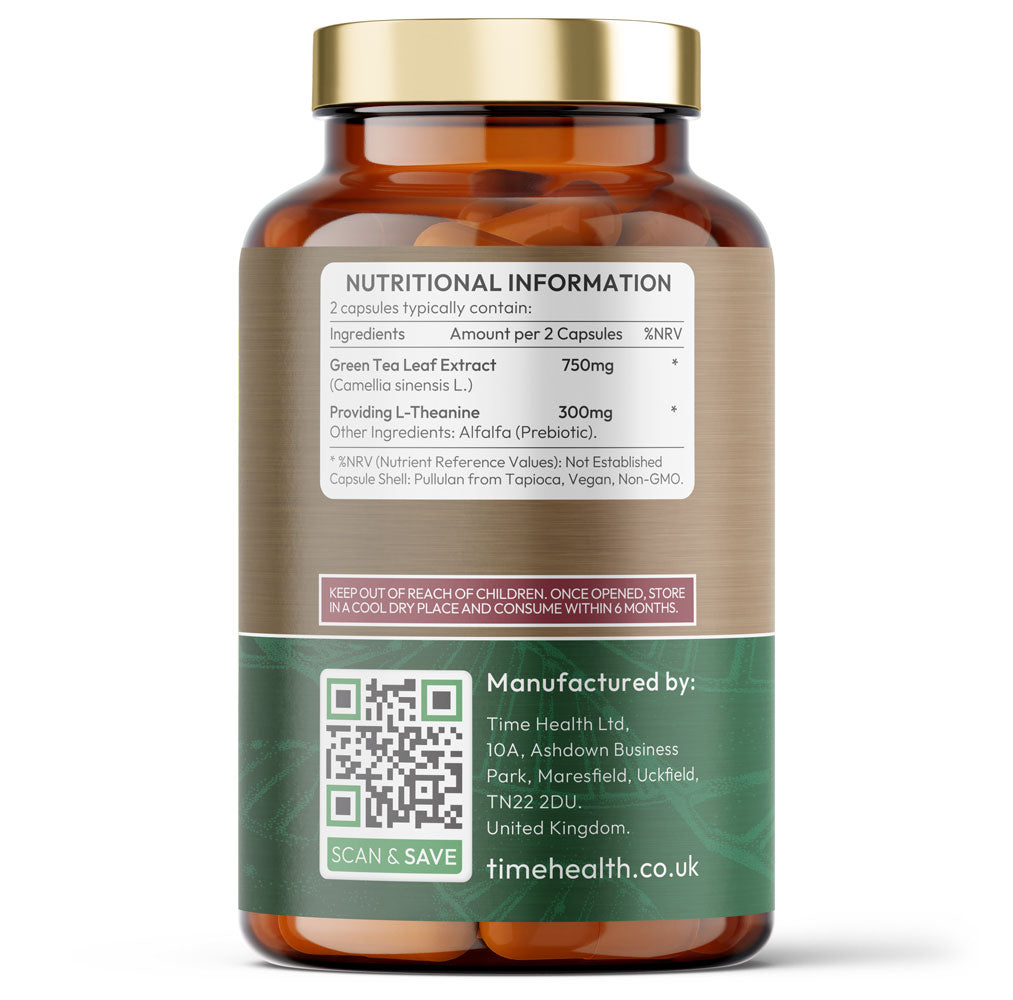 L-Theanine – Green Tea Extract (Decaffeinated) Providing 300mg Theanine per Serving – Sleep & Relaxation Support – Promotes Mental Clarity