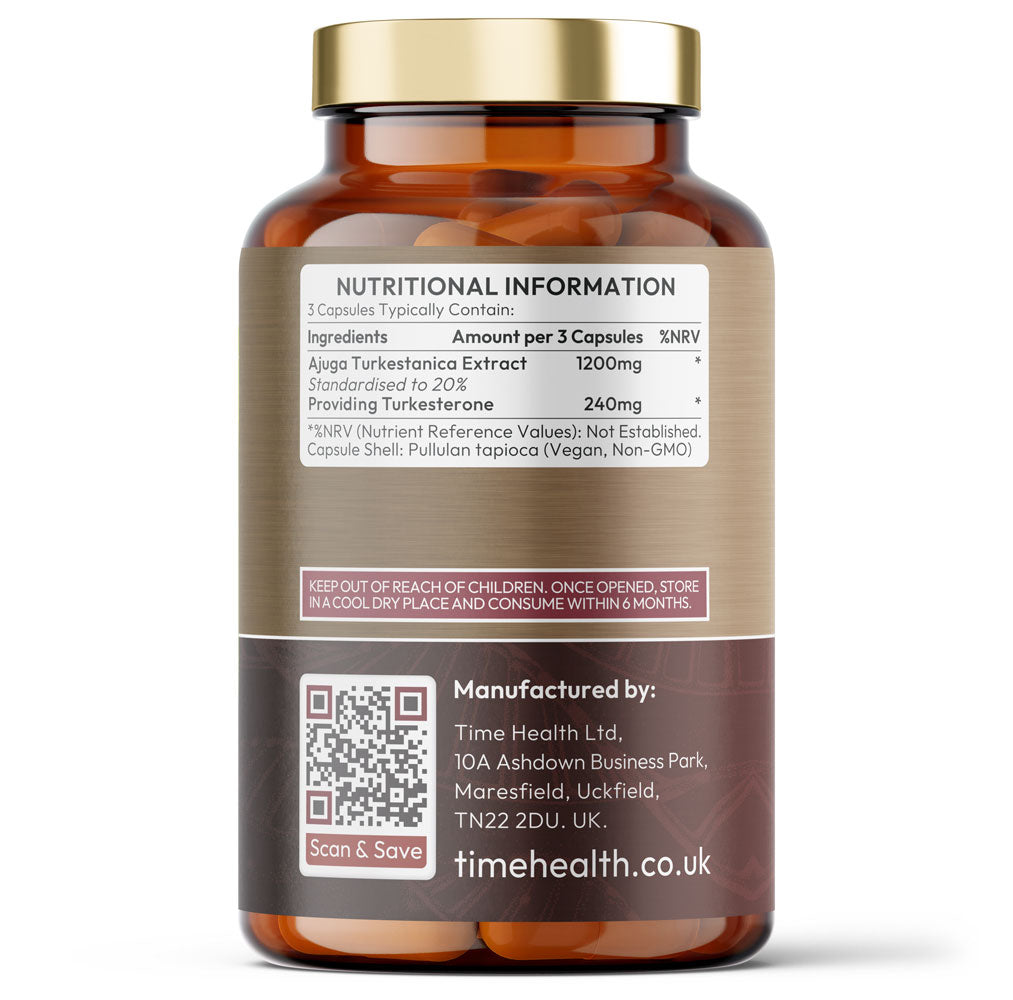 Turkesterone - 1200mg - Double Strength - 120 Capsules - Natural Ajuga Turkestanica Extract - Muscle Recovery & Strength Support - Performance Enhancer