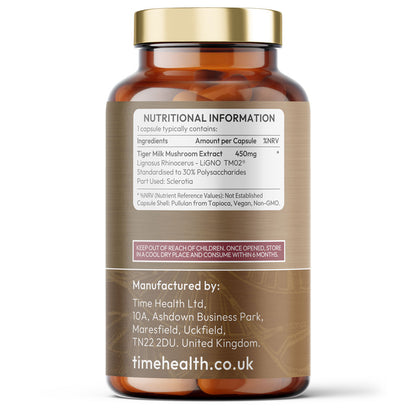 Tiger Milk Mushroom - Clinically Studied LiGNO TM02® - Neuroplasticity, Respiratory & Immune Health - 60 or 120 Capsules