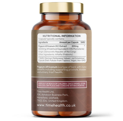High Strength Pygeum Africanum - 120 Capsules - 4000mg per Serving - 20:1 Bark Extract - 13% Phytosterols - Prostate, Bladder & Urinary Tract Support