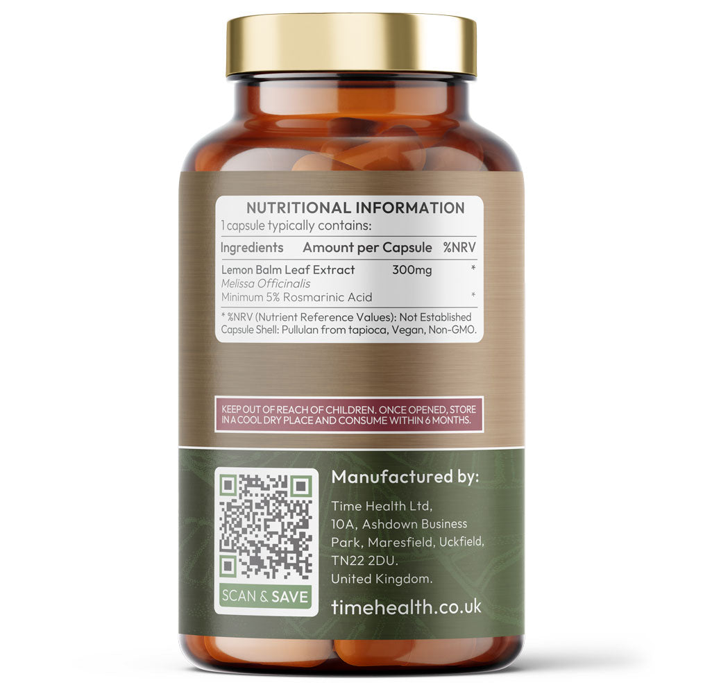 Lemon Balm Leaf Extract - 300mg - Min. 5% Rosmarinic Acid