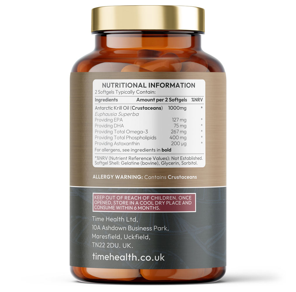 Antarctic Krill Oil Capsules Premium Brand RIMFROST® | Certified Sustainable Seafood | EPA/DHA Phospholipids Bound Omega-3 EPA/DHA and Astaxanthin Esters