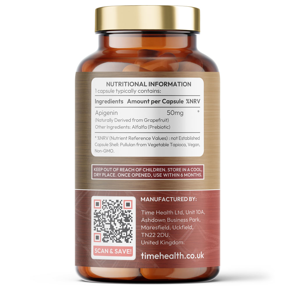 Apigenin - 50mg Optimal Dose - Naturally Derived from Grapefruit - 98%+ Purity - Sleep & Relaxation - NAD+ Booster - 120 Capsules