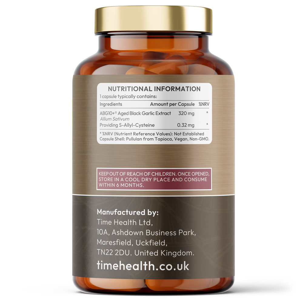 Aged Black Garlic Extract - Clinically Proven Brand ABG10+ - Patented Formula - Standardised S-Alyll-Cysteine (SAC) - Spanish Source