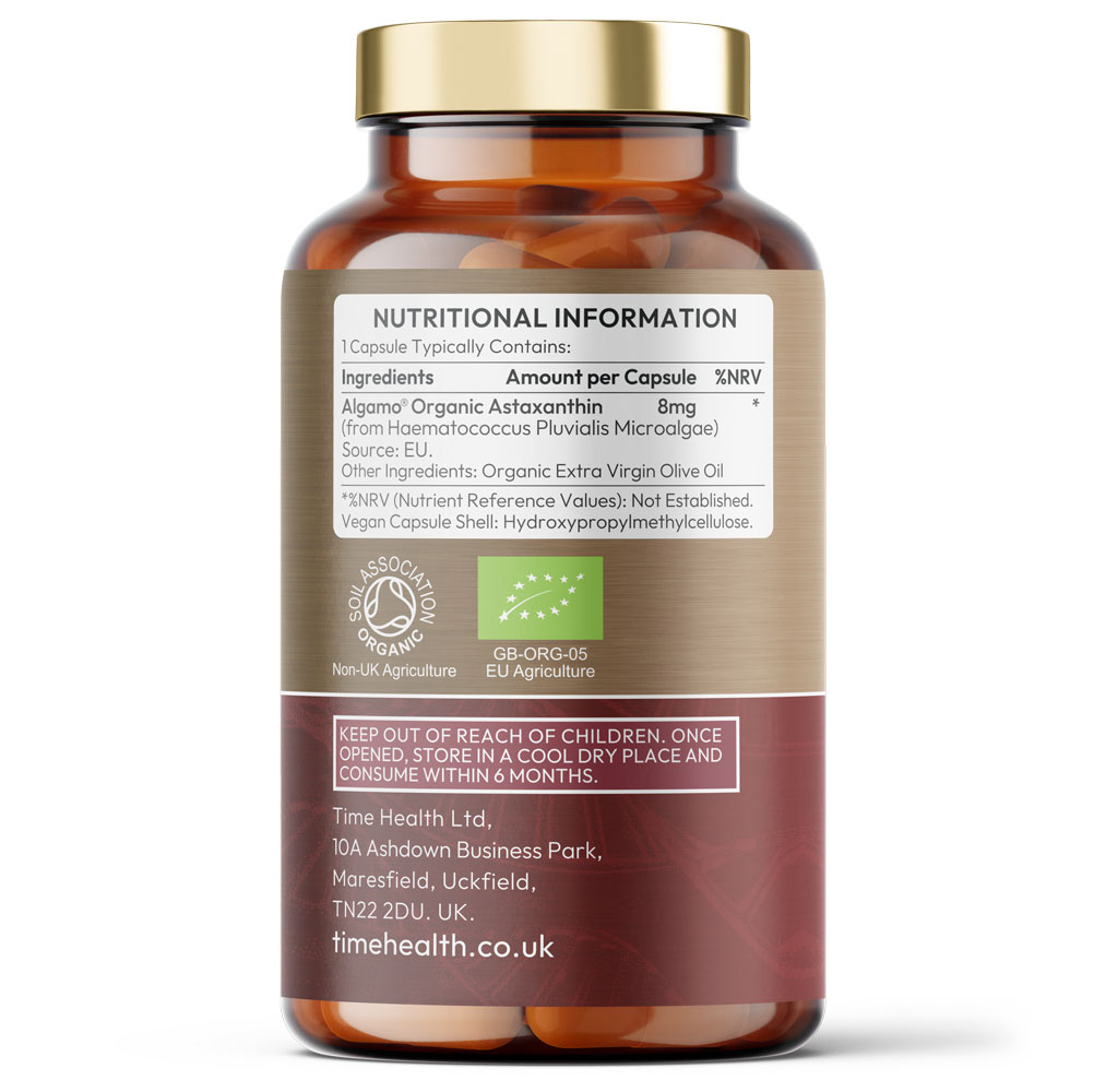 Organic Astaxanthin Oil 8mg - Ultra Pure Astaxanthin - Algamo® - Carrageenan-Free - Super Antioxidant Derived from Haematococcus Pluvialis - EU Source