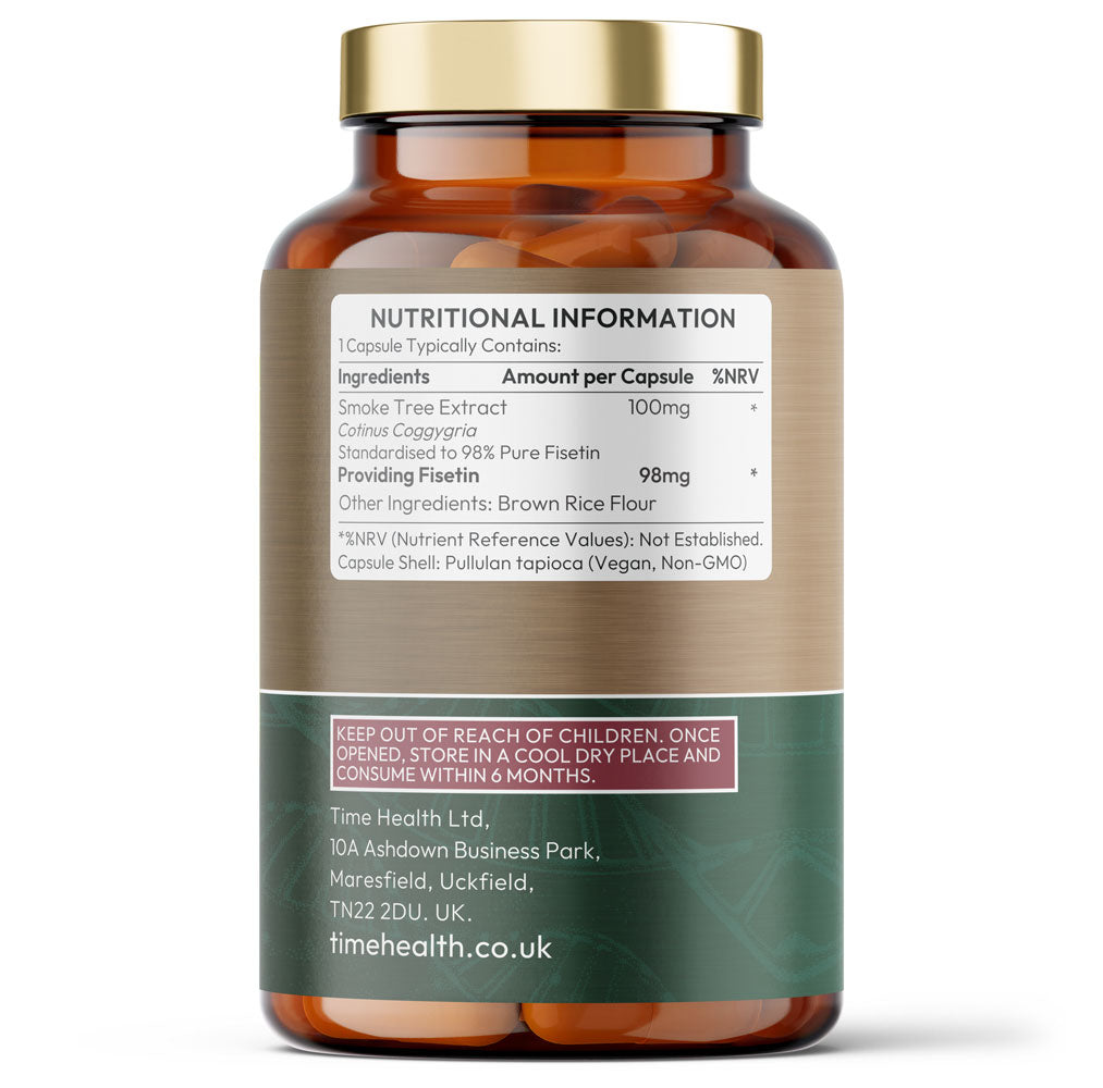 Fisetin - Ultra Pure - 100mg - Powerful Senolytic - Anti-Ageing Through Autophagy - Cognitive Support - Recommended by Bryan Johnson