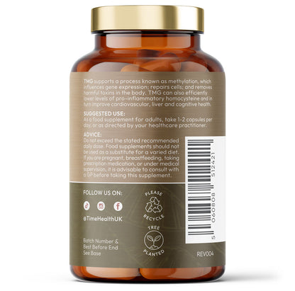 TMG (Trimethylglycine) - for Optimal Methylation & Homocysteine Levels - 600mg - Ultra Pure & High Strength