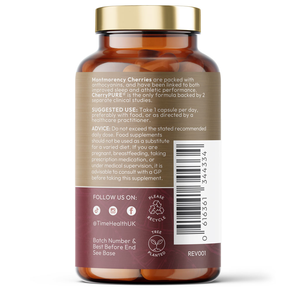 Montmorency Cherry (Prunus Cerasus) Capsules - Maximum Strength 50:1 Extract - 17500mg Wholefood Equivalent per Capsule - Made with CherryPURE® Tart / Sour Cherries 2% Proanthocyanidins
