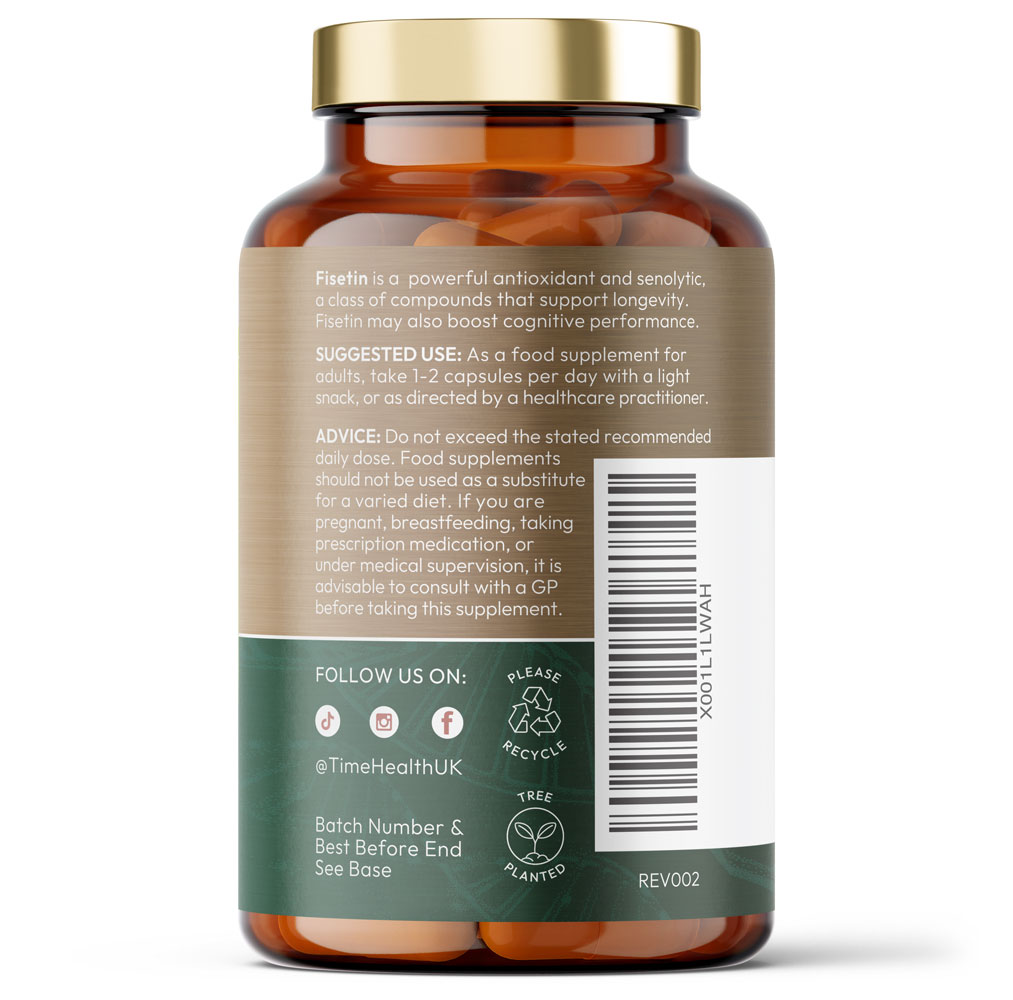 Fisetin - Ultra Pure - 100mg - Powerful Senolytic - Anti-Ageing Through Autophagy - Cognitive Support - Recommended by Bryan Johnson