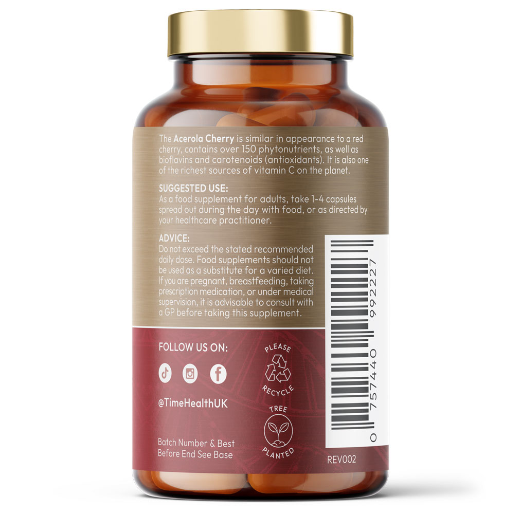 Acerola Cherry Capsules - Natural Wholefood Vitamin C - Immune Support