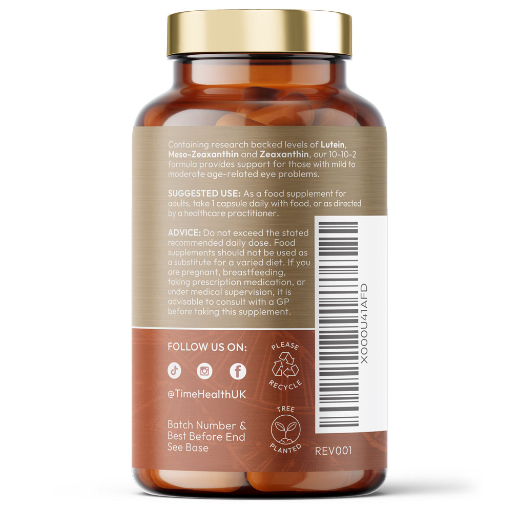 Lutein 10mg - Meso-zeaxanthin 10mg - Zeaxanthin 2mg 120 Capsules