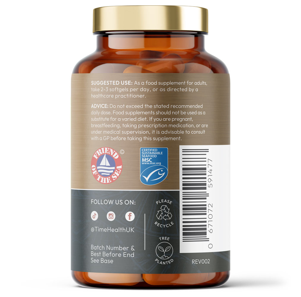 Antarctic Krill Oil Capsules Premium Brand RIMFROST® | Certified Sustainable Seafood | EPA/DHA Phospholipids Bound Omega-3 EPA/DHA and Astaxanthin Esters
