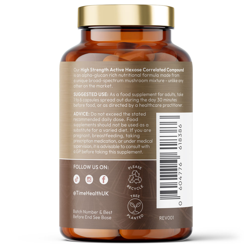 High Strength Active Hexose Correlated Compound 120 Capsule Bottle Time Health