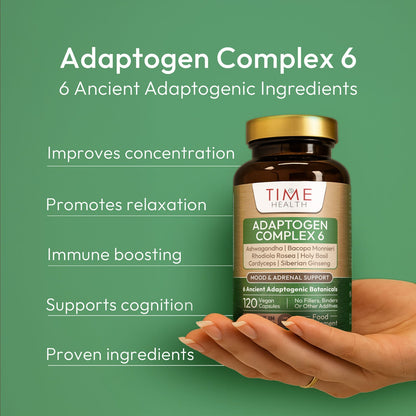 Time Health Adaptogen Complex 6 - Mood and adrenal support | Hover