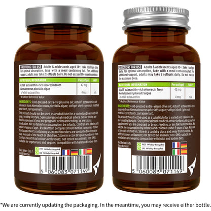 Two brown supplement bottles with labels on a white background