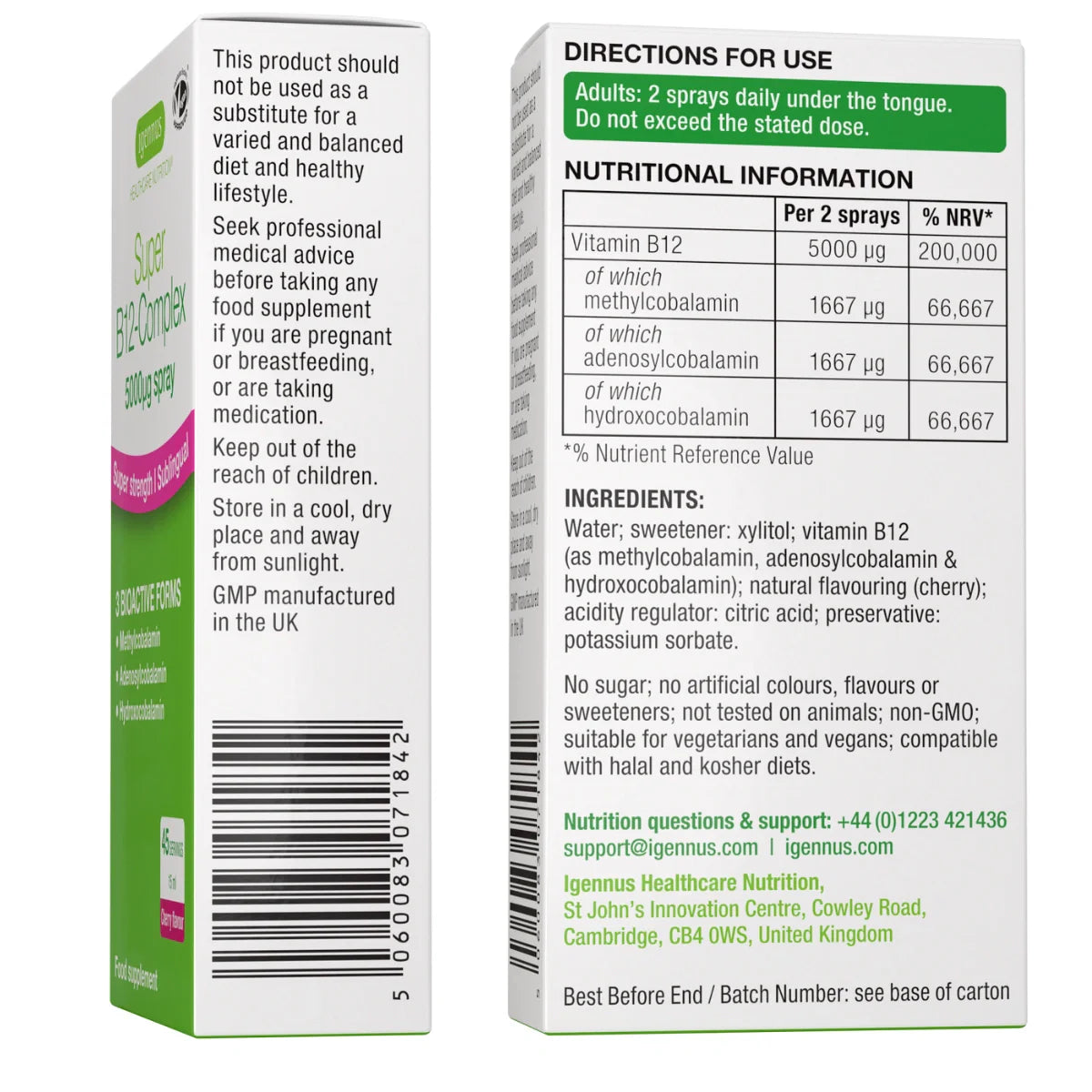 Supplement packaging with nutritional information and directions for use.