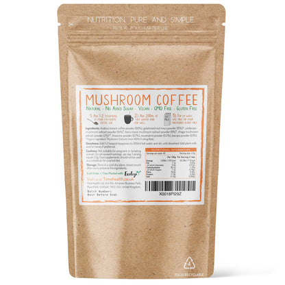 Mushroom Coffee (Instant) – High Strength – Arabica Coffee, Lion’s Mane, Cordyceps, Chaga, Maca, L-Theanine, Bacopa & Resveratrol Natural Energy & Focus