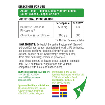 Nutritional label for a supplement with directions, nutritional information, and ingredient list.