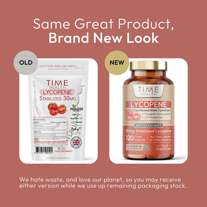 Lycopene - Stabilised - Naturally Derived from Tomato Extract - 30mg per Capsule