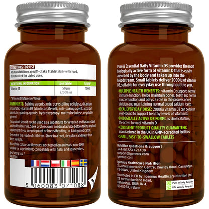 Two brown supplement bottles with labels on a white background