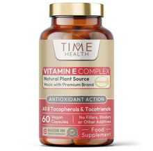 Vitamin E Complex Capsule Bottle - All 8 E Tocopherols & Tocotrienols - Plant-Based & Whole Food - Orangutan Friendly - Vegan - No Fillers, Binders or Flow Agents Time Health