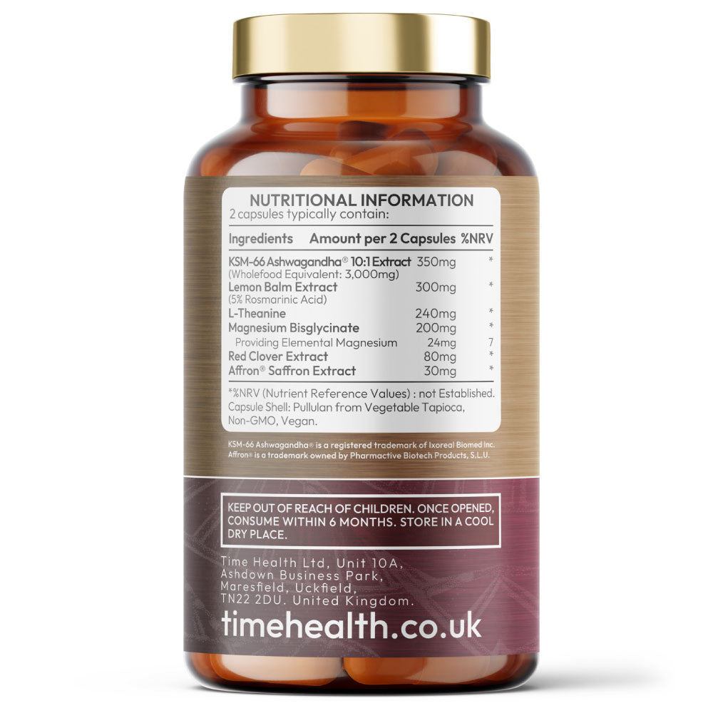 NeuroCalm® - Cortisol Management - Saffron, KSM-66 Ashwagandha, L-Theanine, Magnesium, Lemon Balm, Red Clover - Relax & Unwind - 90 Capsules - UK Made Supplement – GMP Standards – Zero Additives