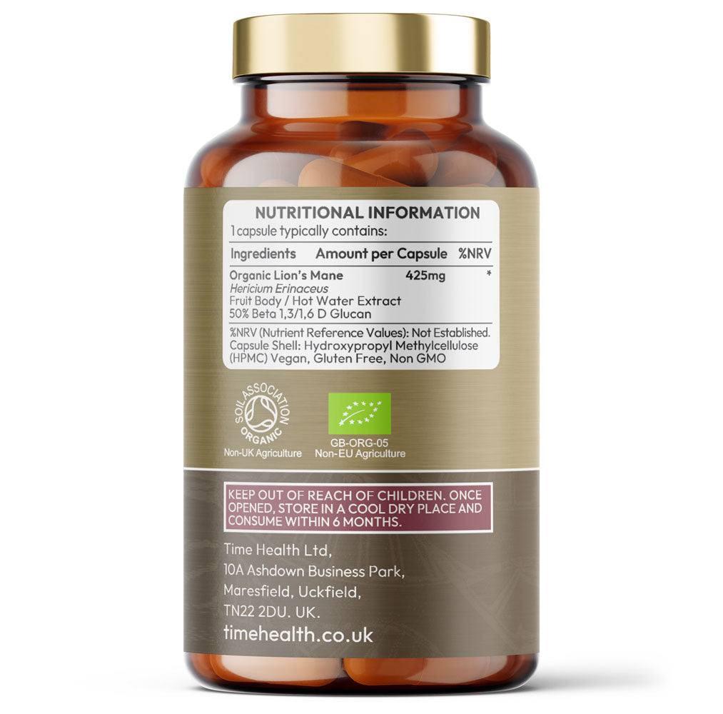 Organic Lion’s Mane – Ultra Strength 50% Beta Glucans - Immune and Gut