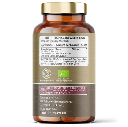 Organic Lion’s Mane – Ultra Strength 50% Beta Glucans - Immune and Gut
