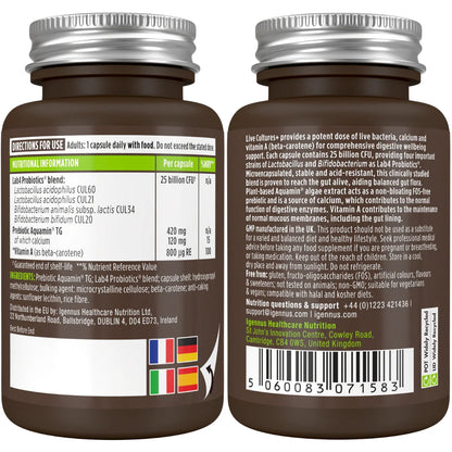 Two brown supplement bottles with labels on a white background