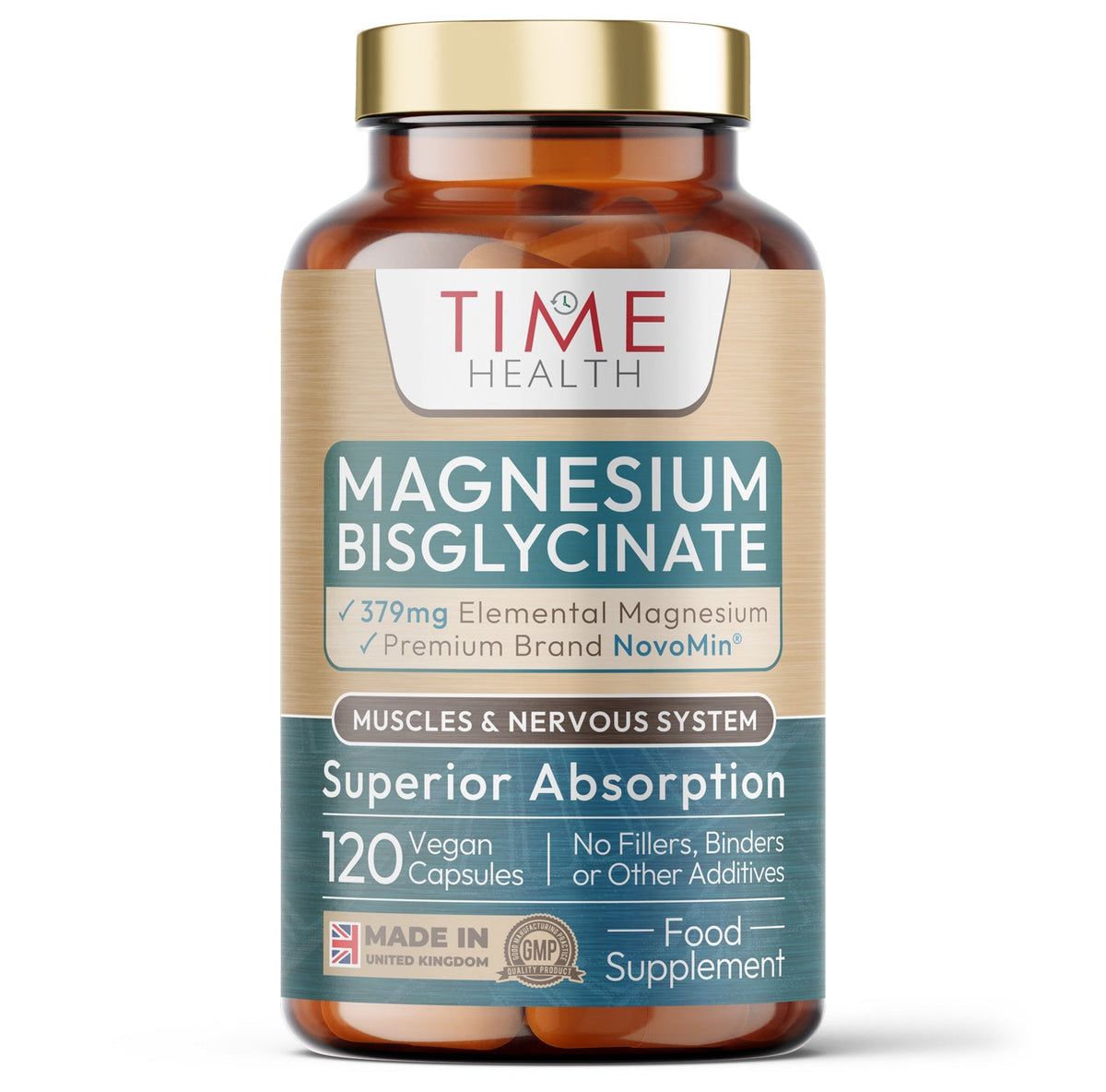 Magnesium Bisglycinate – 379mg Elemental Magnesium – Superior Absorption NovoMin® – 120 Capsules