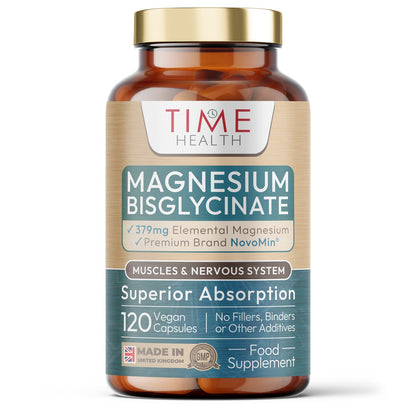 Magnesium Bisglycinate – 379mg Elemental Magnesium – Superior Absorption NovoMin® – 120 Capsules