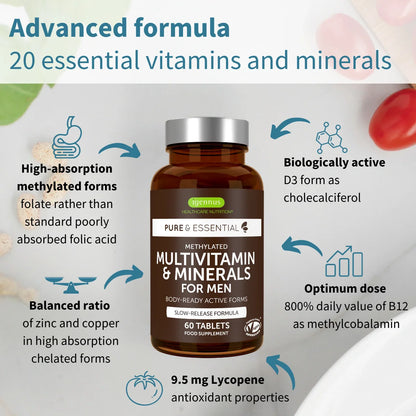 Multivitamin supplement bottle with label on a white background