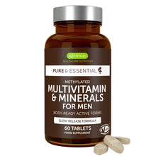 Bottle of igennus Pure & Essential Multivitamin & Minerals for Men on a white background