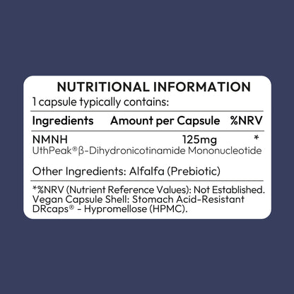 Ultra NMNH (Dihydronicotinamide Mononucleotide) - 10X Increase in NAD+ Levels Compared to NMN - Cellular Energy & Longevity - Made with Premium UTHPEAK®