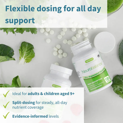 Neurobalance - High-Absorption Zinc, Magnesium & Vitamin B6 for Adults & Children, 120-360 Tablets