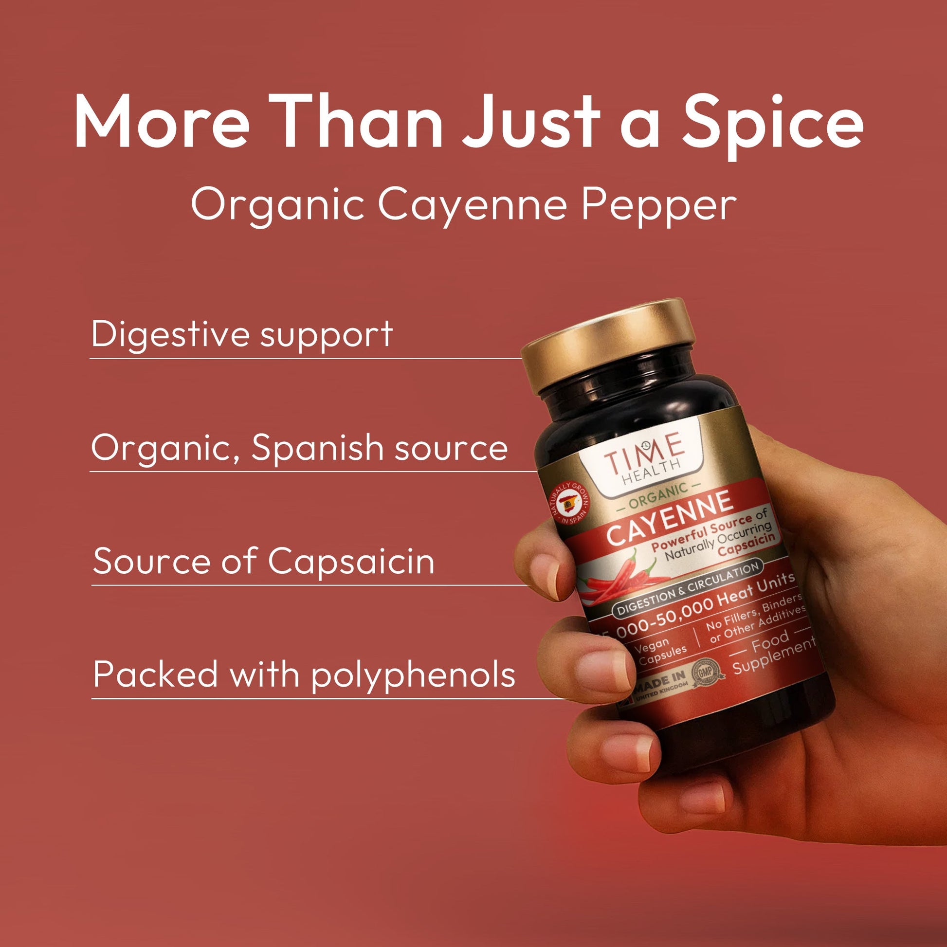 Time Health Organic Cayenne Pepper product benefits | Hover