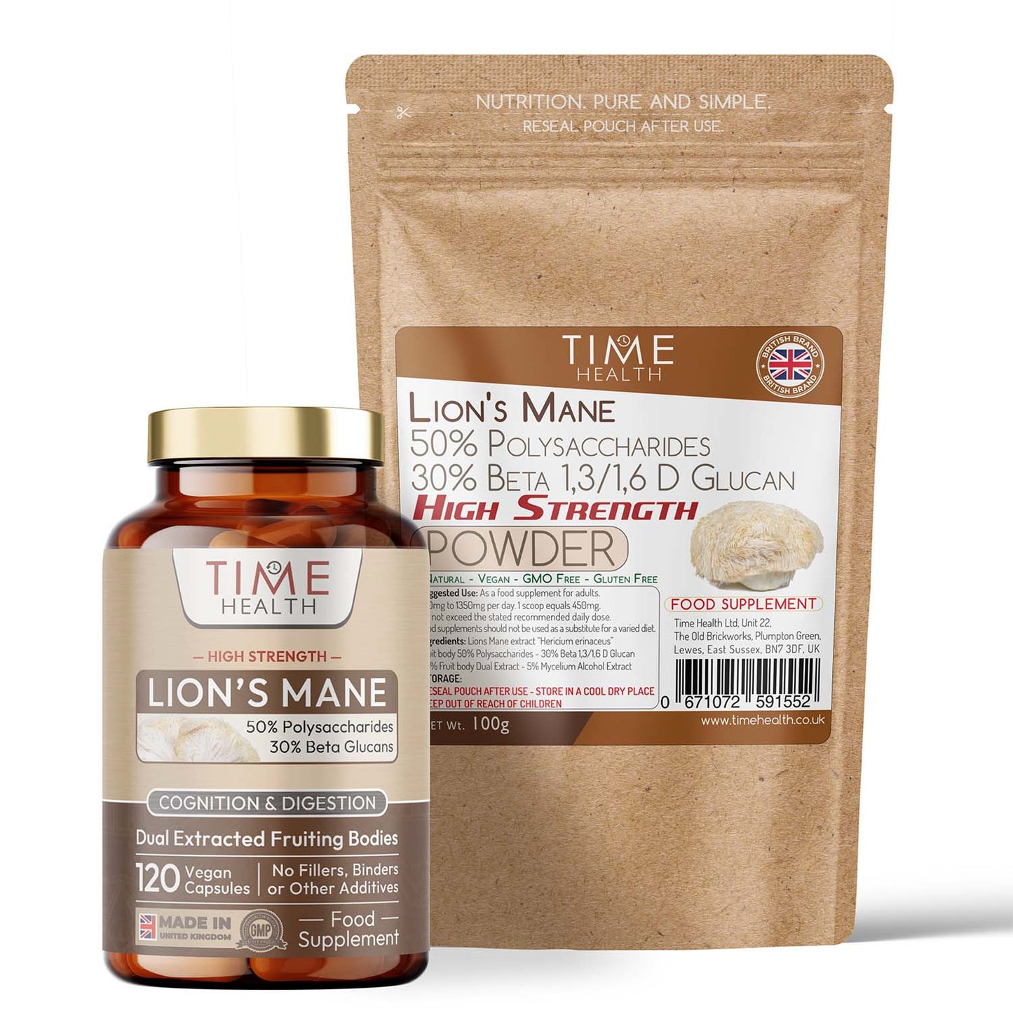 Lions Mane (Hericium Erinaceus‎) High Strength 50% Polysaccharides / 30% Beta 1,3/1,6 D Glucan - Capsules - Lion's Mane High Strength