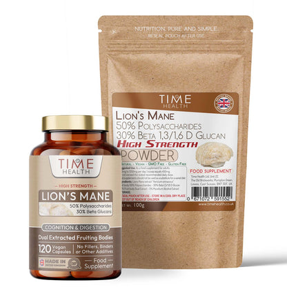 Lions Mane (Hericium Erinaceus‎) High Strength 50% Polysaccharides / 30% Beta 1,3/1,6 D Glucan - Capsules - Lion's Mane High Strength