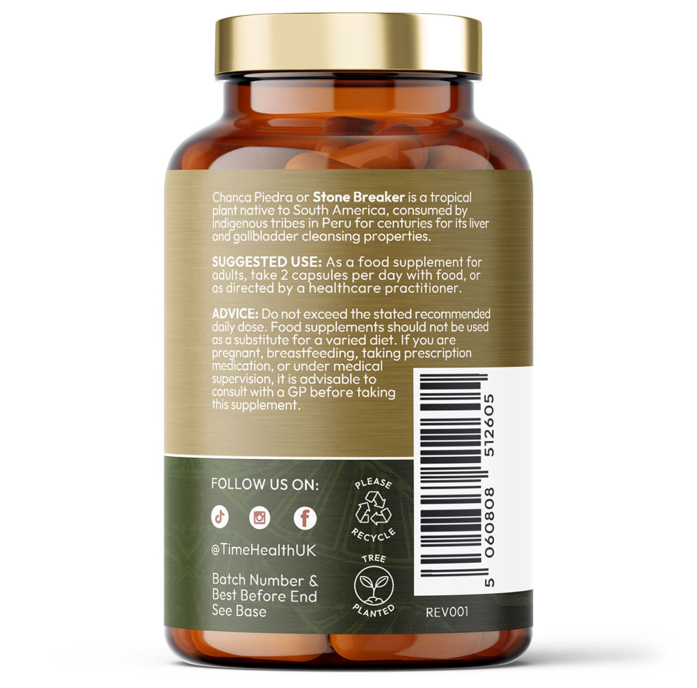 Stone Breaker - Chanca Piedra - 120 Capsule Bottle - Kidney & Liver Support - Dissolve, Flush & Cleanse - Phyllanthus niruri Time Health