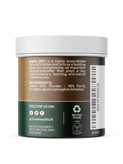 Alpha GPC Powder - 98% Purity - Powerful Source of Choline - Nootropic - Cognitive Enhancer