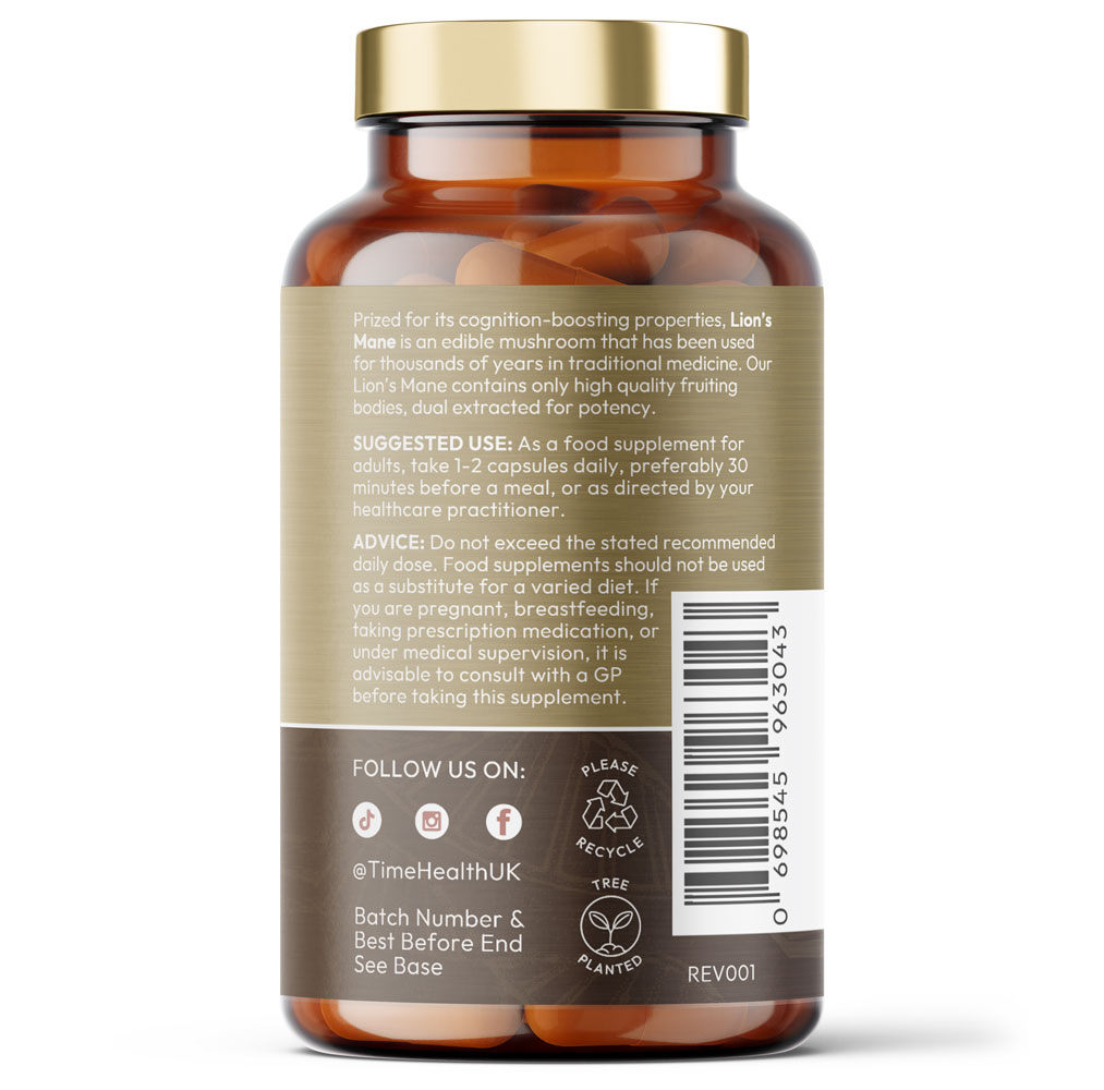 Lions Mane (Hericium Erinaceus‎) High Strength 50% Polysaccharides / 30% Beta 1,3/1,6 D Glucan - Capsules - Lion's Mane High Strength