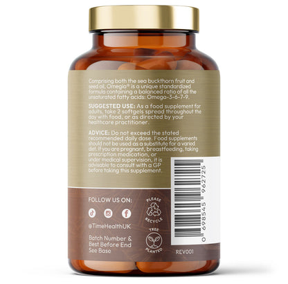 Time Health Sea Buckthorn supplement  bottle with label on a white background