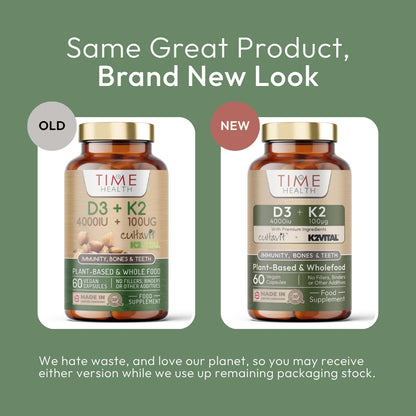 Vitamin D3 (4000IU) + K2 (100UG) - High Strength - Natural, Whole Food & Plant-Based - CULTAVIT® D3 (Cholecalciferol) - K2VITAL® K2 MK-7