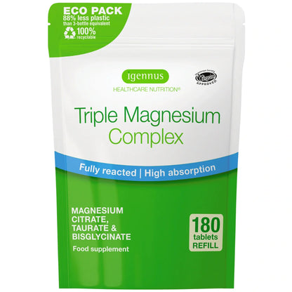 Package of Triple Magnesium Complex refill pouch with green and white design