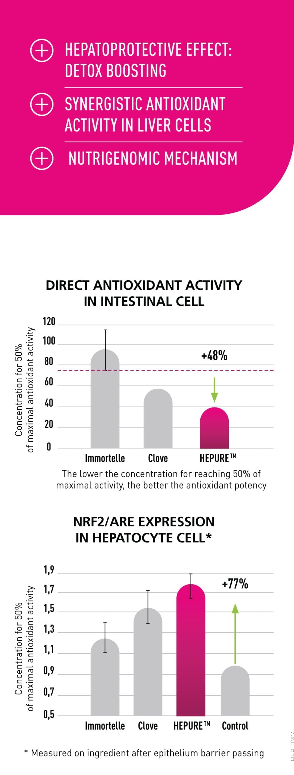 Graphical representation of hepatoprotective effects and antioxidant activity with a pink banner at the top.