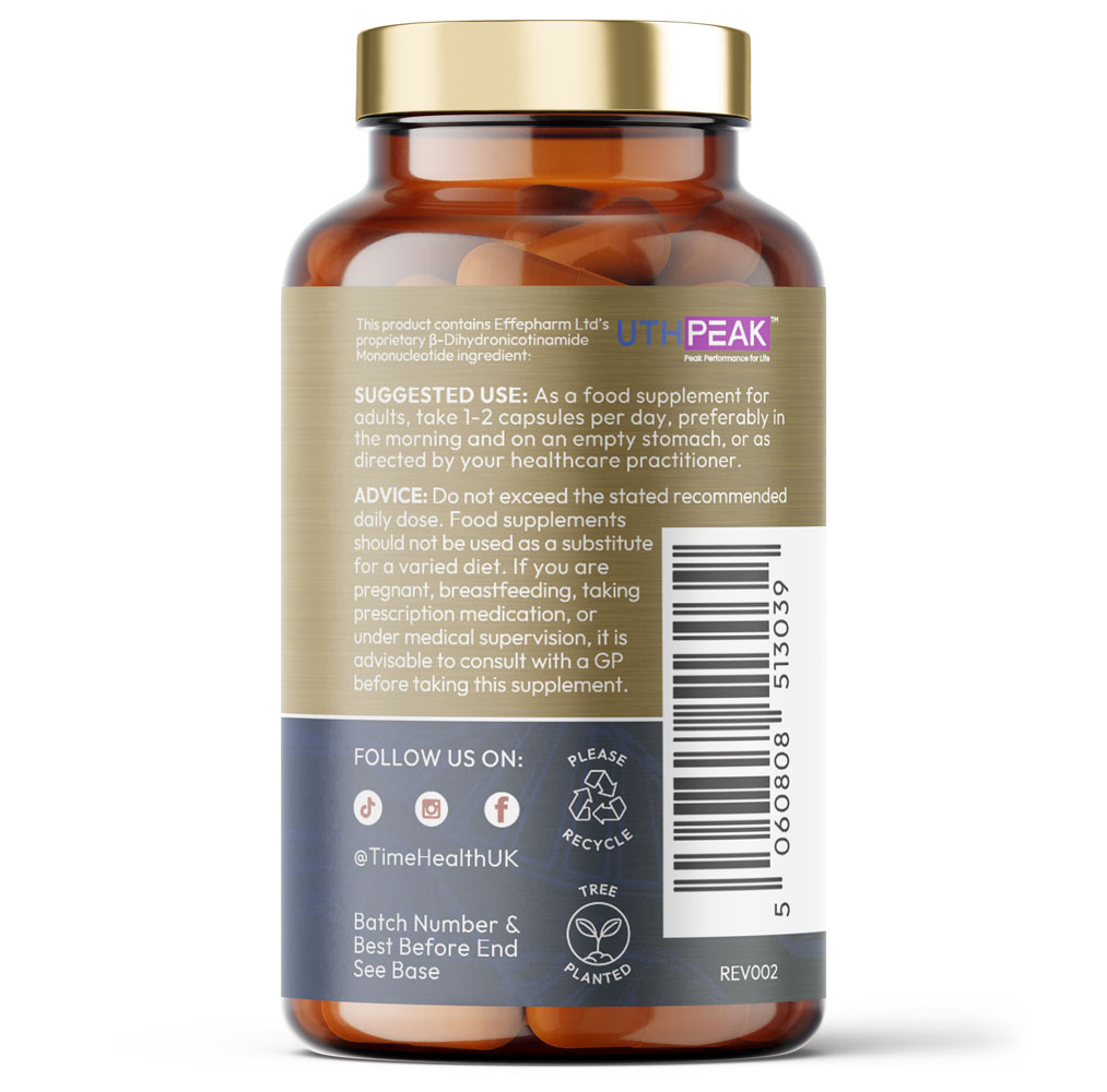 Ultra NMNH (Dihydronicotinamide Mononucleotide) - 10X Increase in NAD+ Levels Compared to NMN - Cellular Energy & Longevity - Made with Premium UTHPEAK®